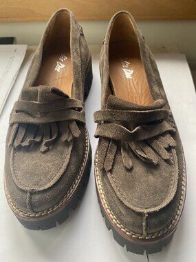 Julie Dee Genuine Suede Made in Italy Brown Leather Loafers. Size 9 (EU39)
